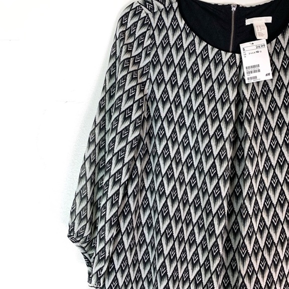 H&M Modest Shift 3/4 Sleeve Geometric Print Dress - Picture 3 of 6